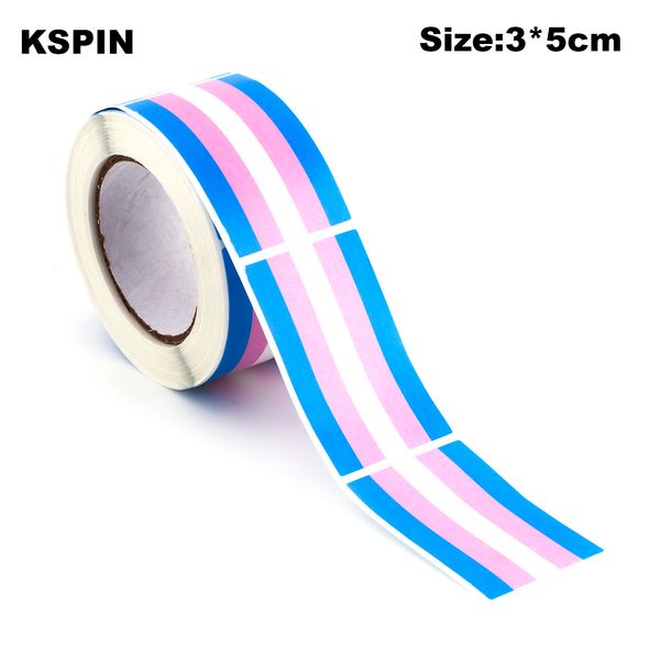 Pegatizas de 250 piezas 3*5 cm Transgénero Pride Papel Sticker Etiqueta Sells Crafts Favor Tag Toppers Etiquetas