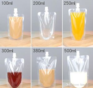 250 pièces bouteille transparente boisson liquide jus laits café lait thé yaourt emballage aspiration bouche sac