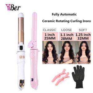 252832 mm Ceramic Volledig automatisch roterende Curling Irons Big Wave Wand Waver Hair Tools Curlers 240425