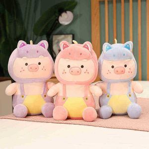 253545cm Cartoon peluche cochon poupées Kawaii Piggy combinaisons oreiller en peluche doux animaux jouets bébé Sussen cadeau pour enfants filles J220729