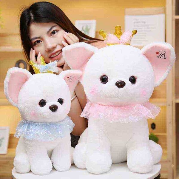 253545 cm Kawaii Huahua con corona Muñecas de peluche Relleno Suave Kawaii Animal Perro Almohada Cumpleaños Decoración de boda Regalo para niñas J220729