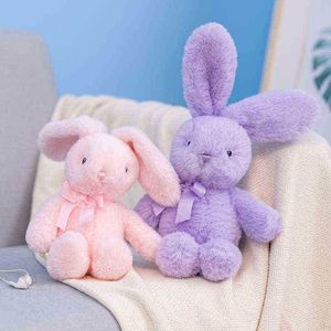 2535cm Super Kawaii Plush Rabbit met knooppoppen knuffelige poppen Mooie lange oren konijn speelgoed Xmas verjaardagscadeau J220729