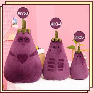 254050 cm schattige aubergine knuffels gevulde poppenkussen handgeschilderde aubergine pp katoen pluche planten kussen ldren pluche speelgoed cadeau j220729