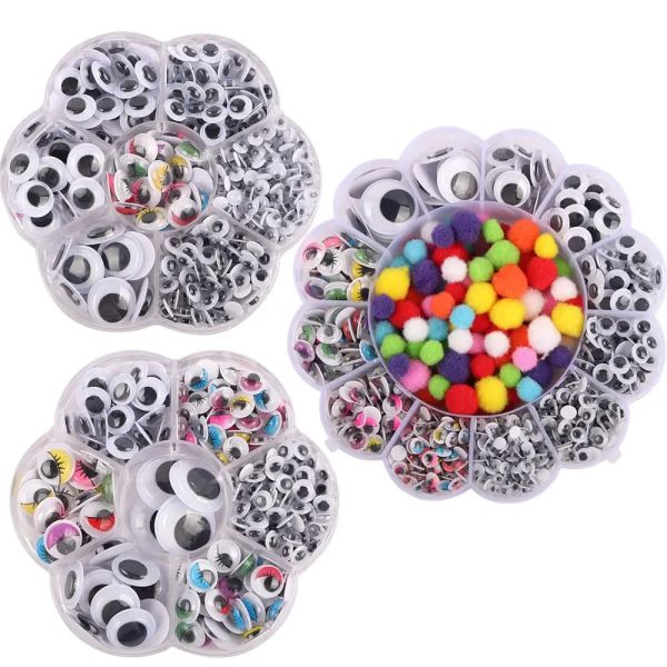 255 / 930pcs Colorful auto-adhésive bancal googly yeux pour bricolage de scrapbooking artisanat fournitures poupées accessoires yeux