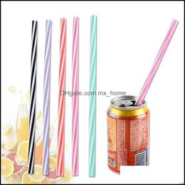 255Mm 9Colors Sile Spiral Stripe St Fashion Colorf Tubos rectos Té Leche Bebidas Sts Herramienta para beber reutilizable Alimentación del bebé Drop Delivery 202