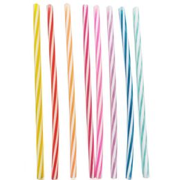 255 MM 9 Couleurs Silicone Spiral Stripe Paille Mode Coloré Tuyaux Droit Thé Lait Boissons Pailles Réutilisable Potable Outil Bébé Alimentation