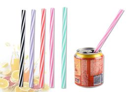 255 mm 9colors Siliconen Spiraal Stripe Straw Mode kleurrijk rechte pijpen melkdranken rietjes herbruikbaar drinkgereedschap babyvoeding M10655226008