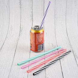 255 MM 9 Kleuren Siliconen Spiraal Streep Stro Mode Kleurrijke Rechte Pijpen Thee Melk Drankjes Rietjes Herbruikbare Drinken Tool BabyZZ