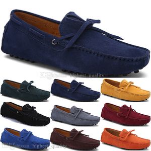 256 Nouvelle Mode Hommes Casual Chaussures En Cuir Style Britannique Printemps Couple Véritable Peas Scrub Men Drive Paresseux Couvre-chaussures Extérieur Confortable Respirant Noir Jaune