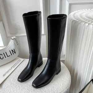 Winter Winter Women High Knee 256 Echt lederen zwart Western Tall Long Boots vrouwelijke trends schoenen ins merk 231219 57739 91487