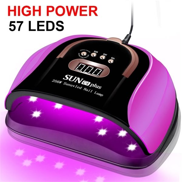 Cabina per smalto a LED UV per gel ad alta potenza da 256 W con attrezzatura per asciugatrice a 57 LED Asciugatura professionale per manicure 220314