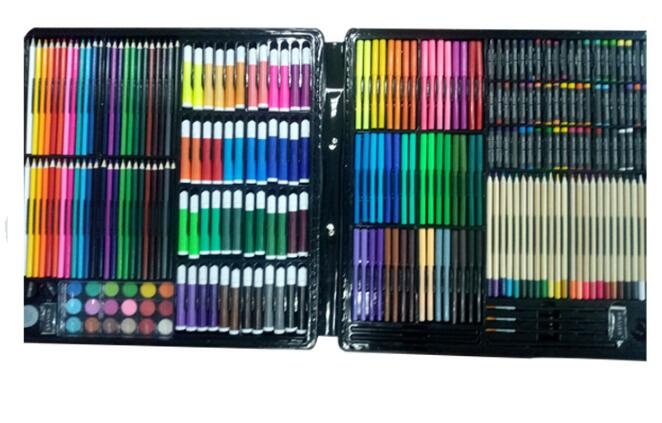 258 Måleri Super Barnmålning Stationery Art Brush Crayon Oily Akvarellpenna Set Palette Dry Powder Pencil