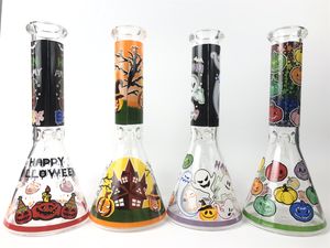 25 cm 10 pouces Premium Glow in the Dark Halloween Party Theme Box Box Gift Box Hookah Water Pipe Bong Glass Bongs avec un décalage de 14 mm et un bol prêt à l'emploi