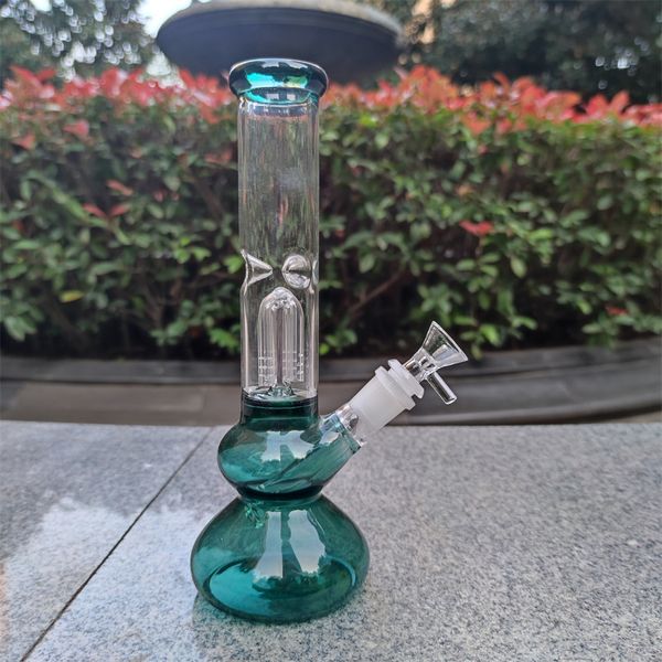 25 CM 10 Pouces Paon Vert Verre Arbre Filtre Mince Bong Pipe À Eau Fumer Narguilé Bongs Extra Ash Catcher 14 MM Bol