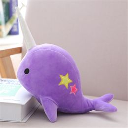 25 cm 35 cm Narwal Whale Binary Star Doll Plush Toy Soft Animal Ocean Sea Gevulde speelgoed voor kinderen Kerstgeschenk Kid Brinquedos 220720