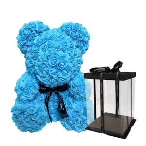 25cm 38 cm Rose Teddy Bear con luz LED Valentín Regalo de espuma de boda de peluche Decoraciones de flores de espuma