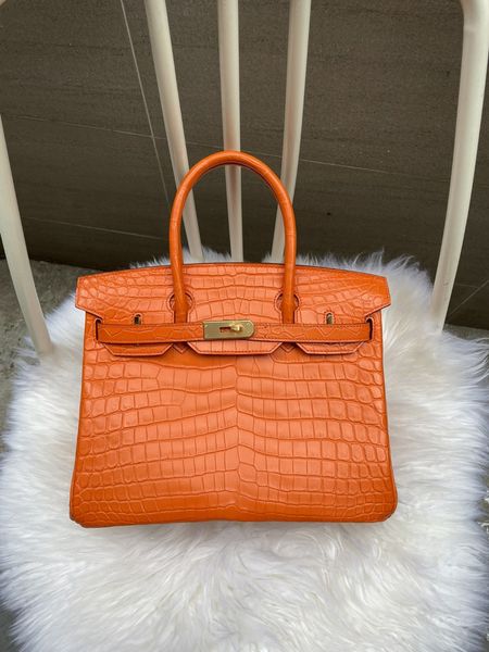 25 cm Brand Tote Real Matte Crocodile Handsbag Sac de luxe entièrement fait à la main