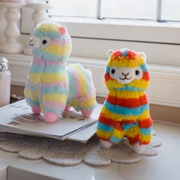 25cm lindo colorido alpaca peluche juguete peluche oveja almohada suave juguete casa cojín decorativo regalos de cumpleaños de Navidad