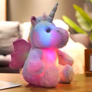 25 cm mignon luminaire luminaire licorne en peluche jouets lumineux assis unicorne animal oreiller en peluche en peluche kawaii cadeaux de Noël 231222
