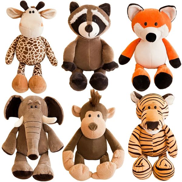 25 cm mignon animaux en peluche peluche éléphant girafe raton laveur renard lion tigre singe chien en peluche animaux peluches pour enfants cadeaux 240118