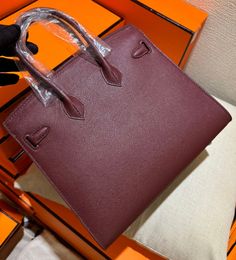 Sac de créateur de 25 cm sac à main sac à main de luxe Femmes Tapes en cuir Epsom Couture à la main
