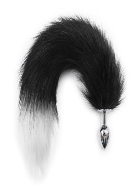 25 cm de diamètre de diamètre Cosplay Fox Tail SexspielZEug Anal plug Toy 41cm Longueur Black Blanc Femme Dog Cat Tail Dildo6385493