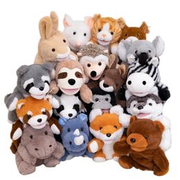 25cm Forest Forest Animal Collection en peluche Puppet Puppet Raccoon Sloth Panda Rabbit Bear Husky Monkey Koala Farmed Hand Puppet 240328