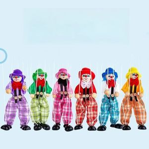 25cm Funning Favor Party Vintage Colorful Tull String Puppet Clown Wood Marionette Pobinefre Activité conjointe Doll Enfants Enfants Cadeaux T0280 2024