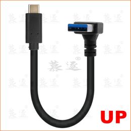 25 cm vergulde plug USB3.1 Type-C naar USB 3.0 Type A 90 graden linksonder hoek mannelijk naar mannelijke adapterkabel 0,25 m/25 cm