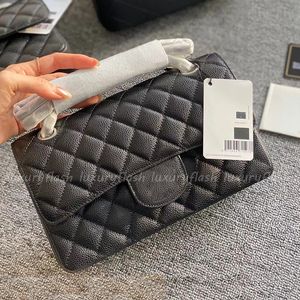 25 cm de alta calidad de las mujeres bolsos de hombro diseñador de moda negro oro plata cadena totes bolsos de mano de lujo clásico bandolera brillante cuero genuino Luxuryflash