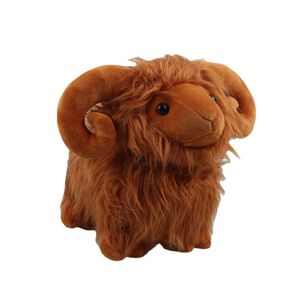 Muñeco de peluche de 25cm Highland Fleece Ram, almohada de decoración de habitación bonita de Anime, regalo de Navidad y cumpleaños