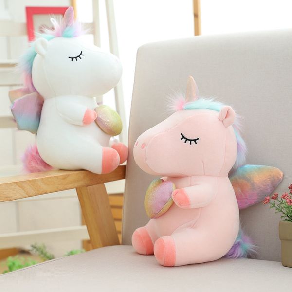 25cm Vendita calda Dream Unicorn Peluche Super Soft fly horse Sleeping Small Cushion Doll dolce regalo di compleanno di alta qualità per bambini