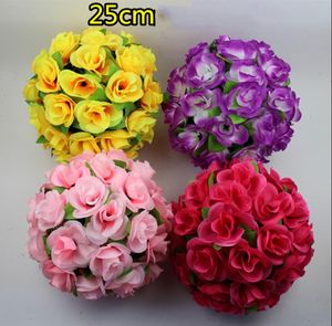 25 cm Imitation Boule de fleur Décoration suspendue Silk Rose Rose False Shopping Mall Hôtel Plafond