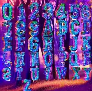 Lettres LED en acrylique irisées de 25 cm, guirlande lumineuse scintillante multicolore, idéale pour la décoration festive et les événements à thème