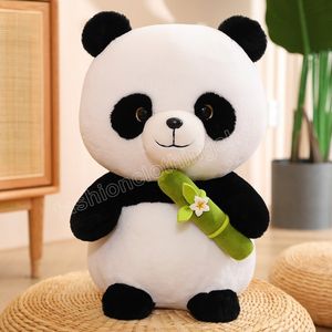 25cm Kawaii Panda juguetes de peluche lindos osos Panda de bambú con muñeco de peluche de bambú juguete de peluche para niños regalo