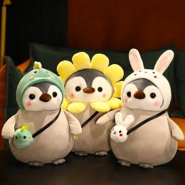 25cm kawaii pingouin peluche toys beaux pingouin tourner en dinosaure de licorne poupées flores en peluche oreiller doux