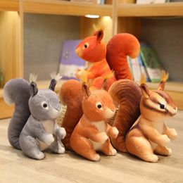 Juguetes de peluche de ardilla Kawaii de 25CM, muñecos de animales de simulación Multicolor, ardilla suave rellena, juguete decorativo para el hogar para niños y niñas