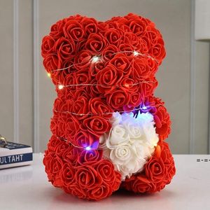 25cm LED-verlichte beer Rose Flower Valentine Day geschenken Party Decoratie Liefde Kinderdagen Leraar Dag Nieuwjaar Gift RRD12943