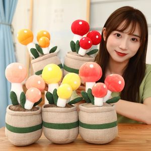 Jouets en peluche plantes champignons réalistes de 25CM, décoration d'étagère douce et amusante, poupée créative en pot, oreiller patte d'ours, décoration de maison, cadeau pour enfants LA339