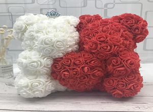 25cm Love Heart Rose Couple Bear Fleurs artificielles Socon