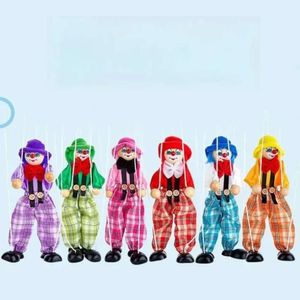 25Cm Party Kleurrijke Vintage Grappige Gunst Pull String Marionet Clown Houten Marionet Handwerk Gezamenlijke Activiteit Pop Kinderen Kinderen Geschenken