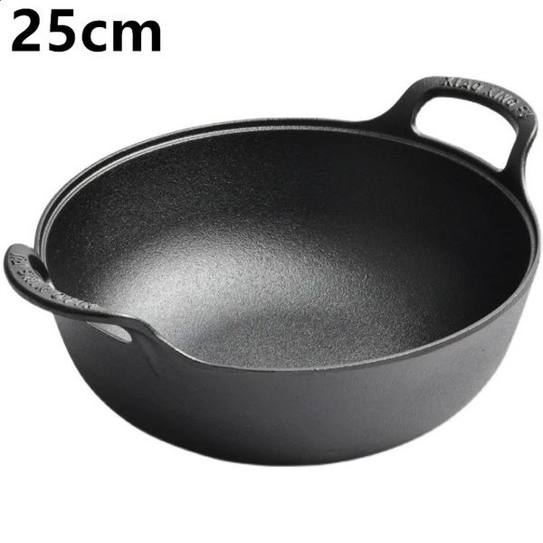 Cocotte en fonte pré-assaisonnée de 25 cm avec poignée en boucle Casserole de 3 Qt Marmite à soupe lourde Four hollandais Ustensile de cuisine Wok à griller 240130