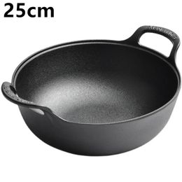 Cazuela de hierro fundido presazonada de 25 cm con asa de bucle Cacerola de 3 cuartos Olla de sopa pesada Horno holandés Utensilios de cocina Wok para asar 240308