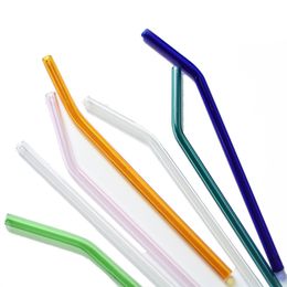 Pajitas de vidrio reutilizables de 25 cm, pajitas de vidrio de borosilicato ecológico, pajitas para beber, transparentes, coloridas, rectas, curvadas para jugo de cóctel de leche