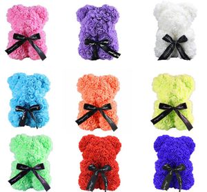 25cm Rose Bear Wedding Party Decoration Valentine Girlfriend Anniversary Gift Flower Fleur en peluche en peluche Rose Bear6313167