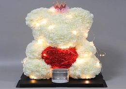 25 cm Rose en peluche ours fleur en mousse artificielle avec LED Light Nouvel An Valentin Cadeaux de Noël Boîte à la maison Décoration de mariage 2UPK4337547