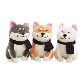 25 cm sjaal shiba inu dog pluche speelgoed japanse doll doge hond knuffel dier speelgoed kinderen cadeau lj201126