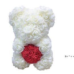 25cm Teddy Rose Bear Fleur Artificielle Rose d'Ours Décoration de Noël pour la Maison Valentines Femmes Cadeaux RRE12461