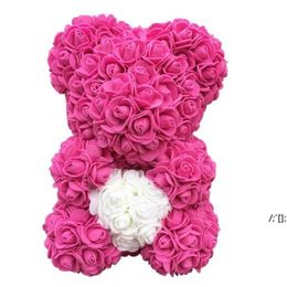 25cm Teddy Rose Bear Fleur artificielle Rose d'ours Décoration de Noël pour la maison Valentines Femmes Cadeaux SEAWAY RRF13270