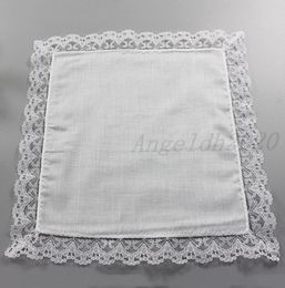 25cm en dentelle blanche Mandkerchief 100 coton serviette femme de mariage Gift Party Decoration Tissure DIY PLAINE BLANQUE BLANCHIEF8793362